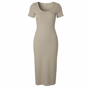 Ilana‎ Kohn Ribbed Lisa Dress Size 2 Cream Beige S/M